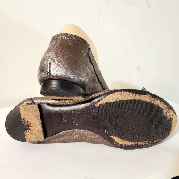 AGL Cap Toe Ballet Flat Bronze Leather Black Patent 36.5/6.5 office Travel - Picture 4 of 4